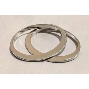 Pair of J.Crew Sleek And Modern Silver Tone Metal Bangle Bracelets GUC Signed